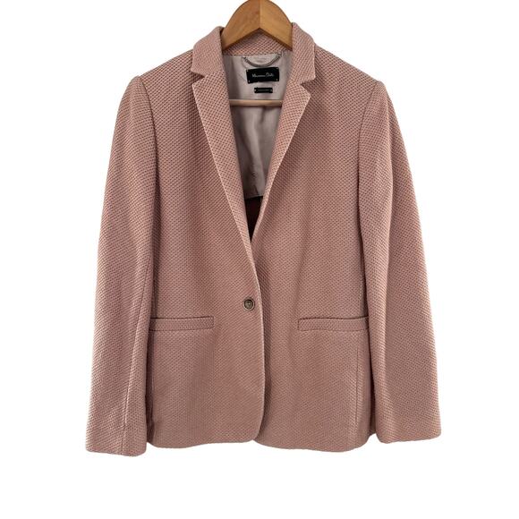 Massimo Dutti Dusty Pink Blazer Textured Woven One Button Size 8 US - Picture 1 of 11